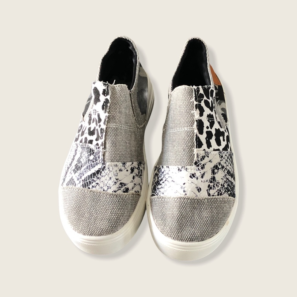 Mixed Print Slip-On Canvas Sneakers